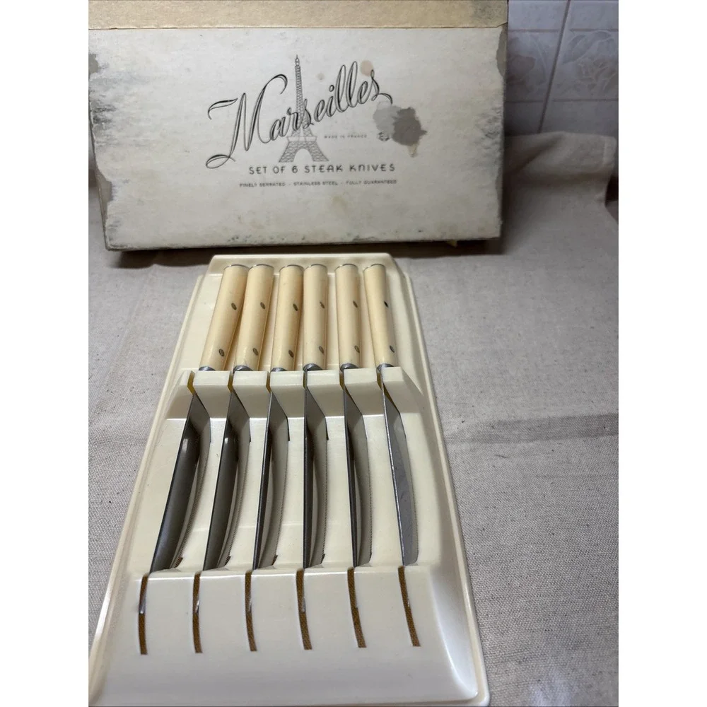 Vtg Royal Brand Steak Knives Made In Marseilles France Stainless Steel Set Of 6